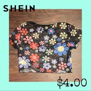 SHEIN Floral Mesh Crop Top